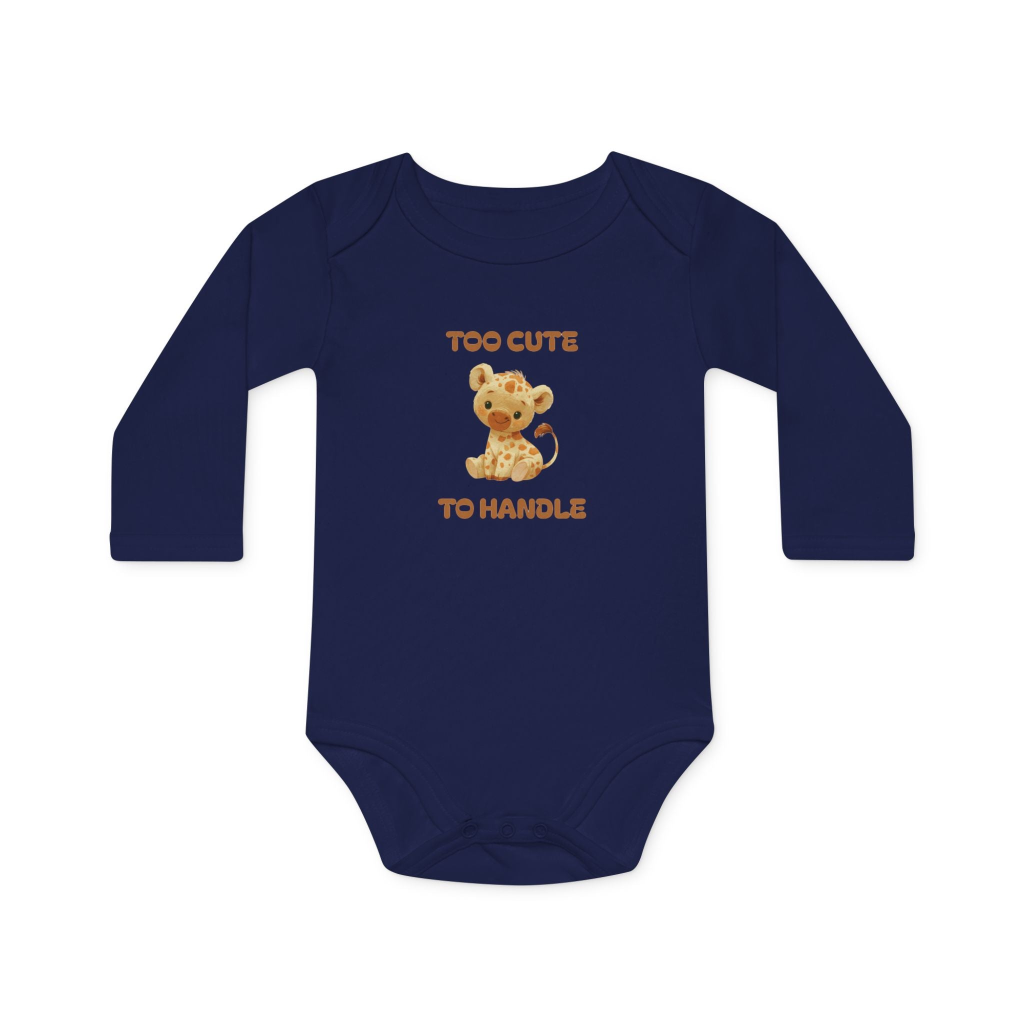Organic Baby Bodysuit — 'Too Cute to Handle' Cotton Long-Sleeve Onesie