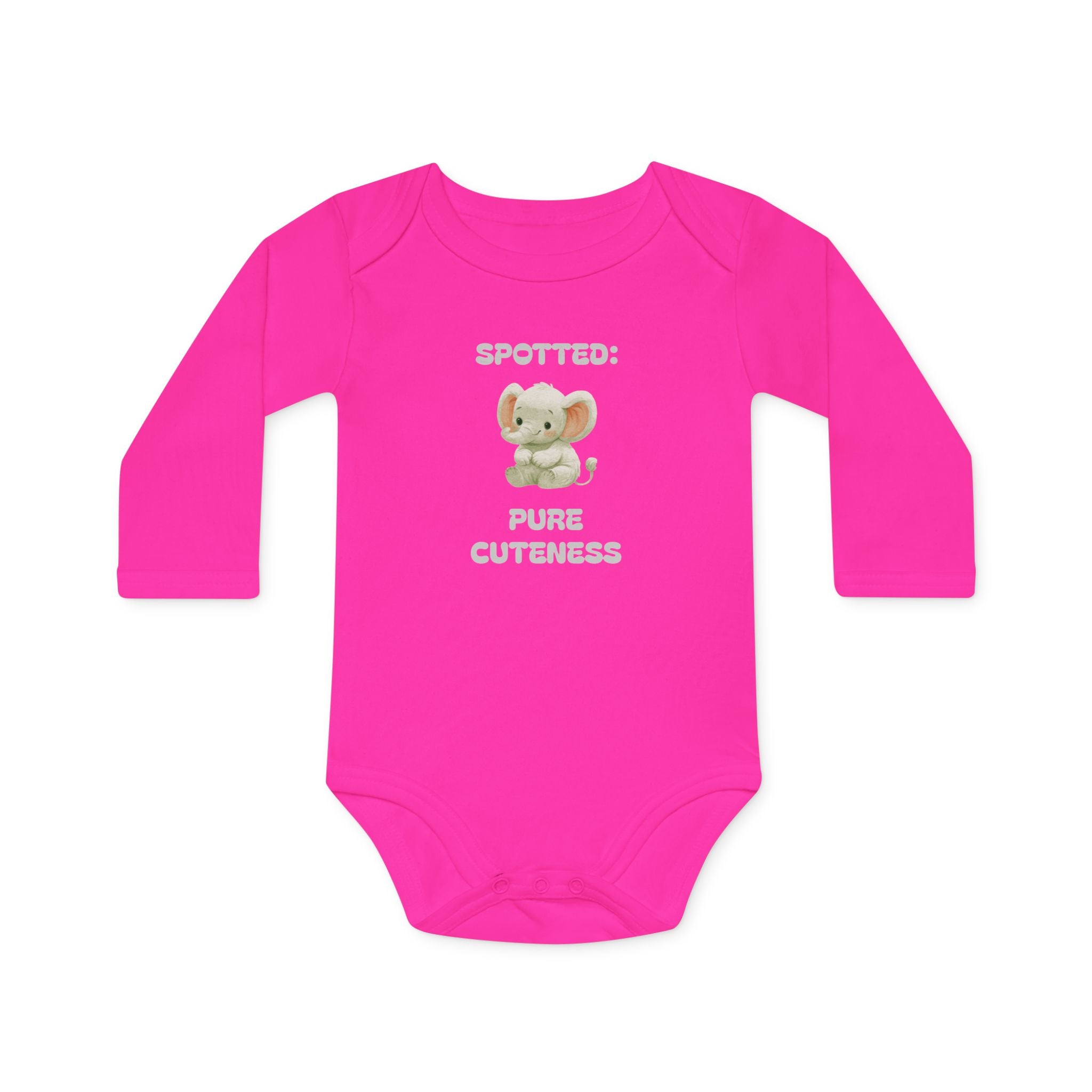 Organic Baby Bodysuit — 'Spotted: Pure Cuteness' Cotton Long-Sleeve Onesie