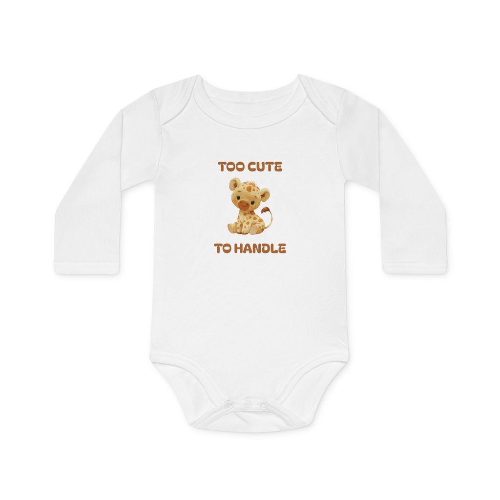 Organic Baby Bodysuit — 'Too Cute to Handle' Cotton Long-Sleeve Onesie