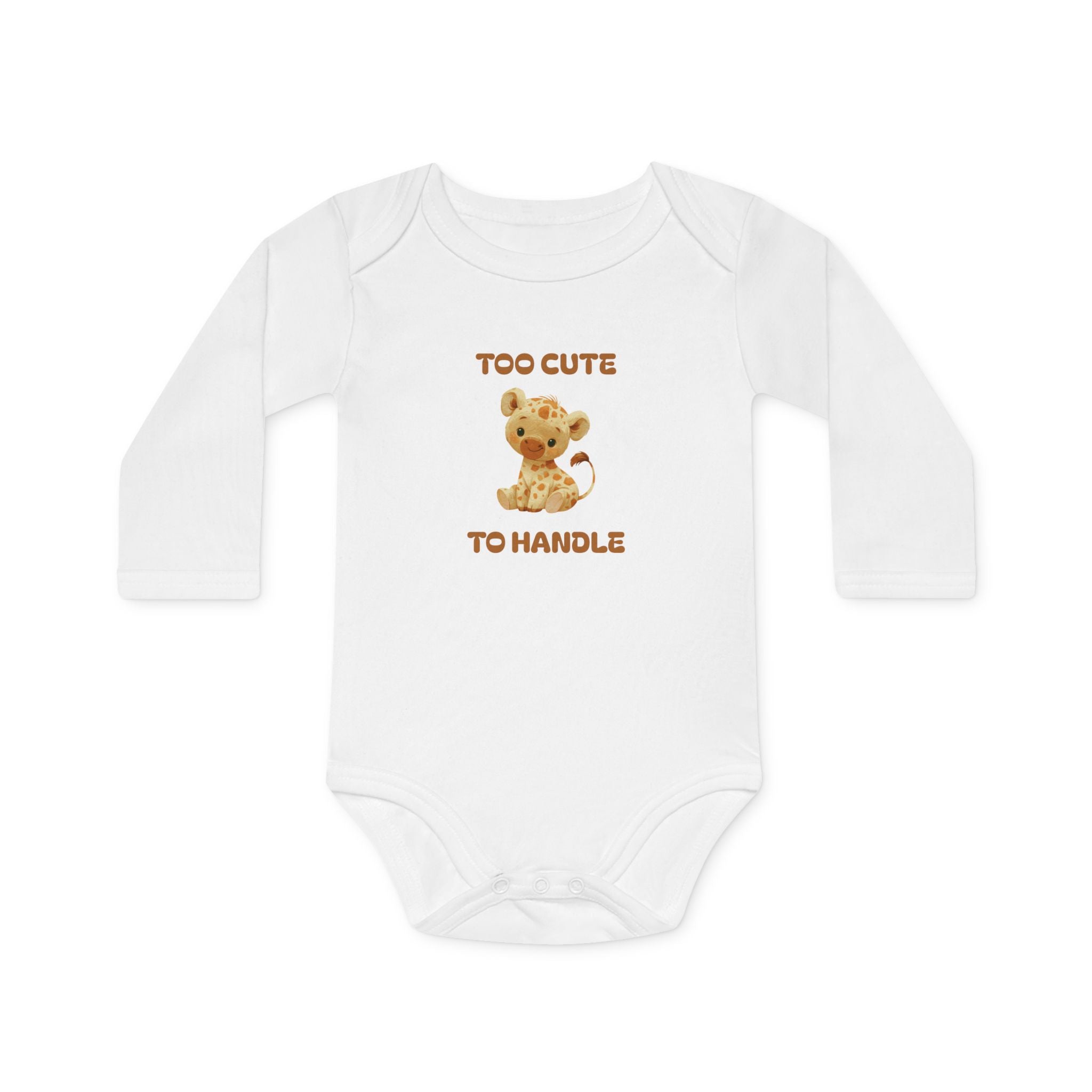 Organic Baby Bodysuit — 'Too Cute to Handle' Cotton Long-Sleeve Onesie