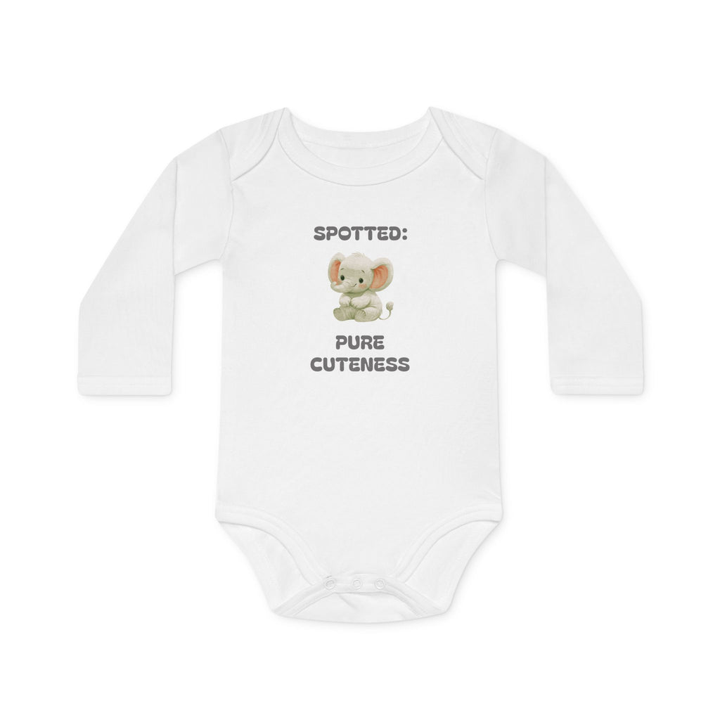 Organic Baby Bodysuit — 'Spotted: Pure Cuteness' Cotton Long-Sleeve Onesie