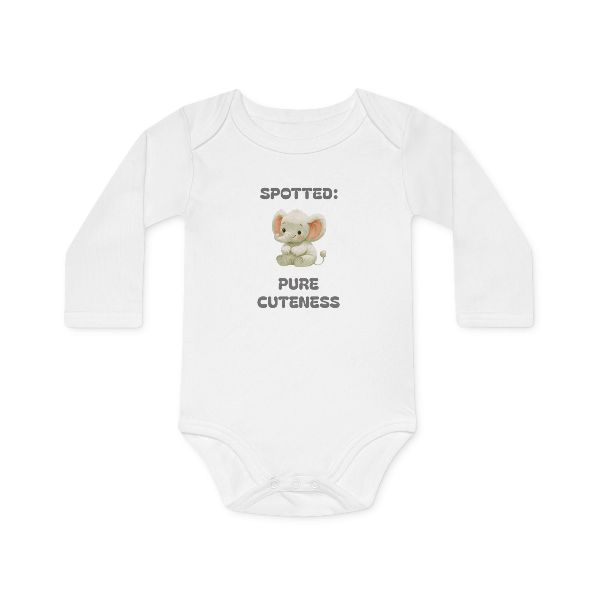 Organic Baby Bodysuit — 'Spotted: Pure Cuteness' Cotton Long-Sleeve Onesie