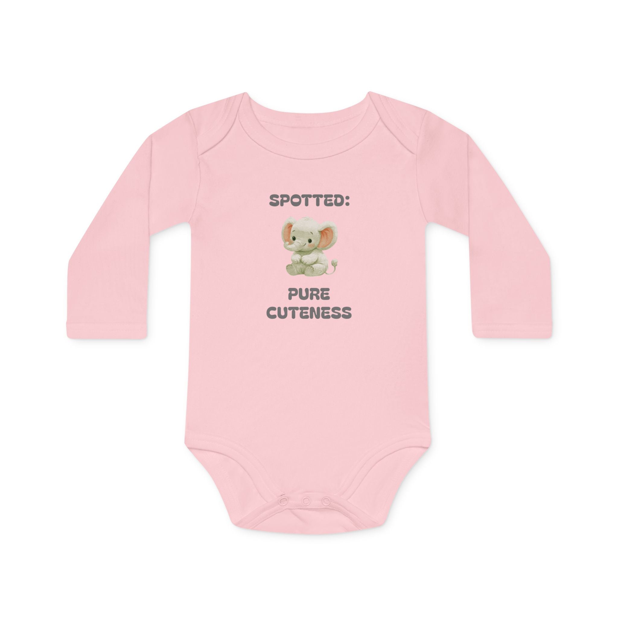 Organic Baby Bodysuit — 'Spotted: Pure Cuteness' Cotton Long-Sleeve Onesie
