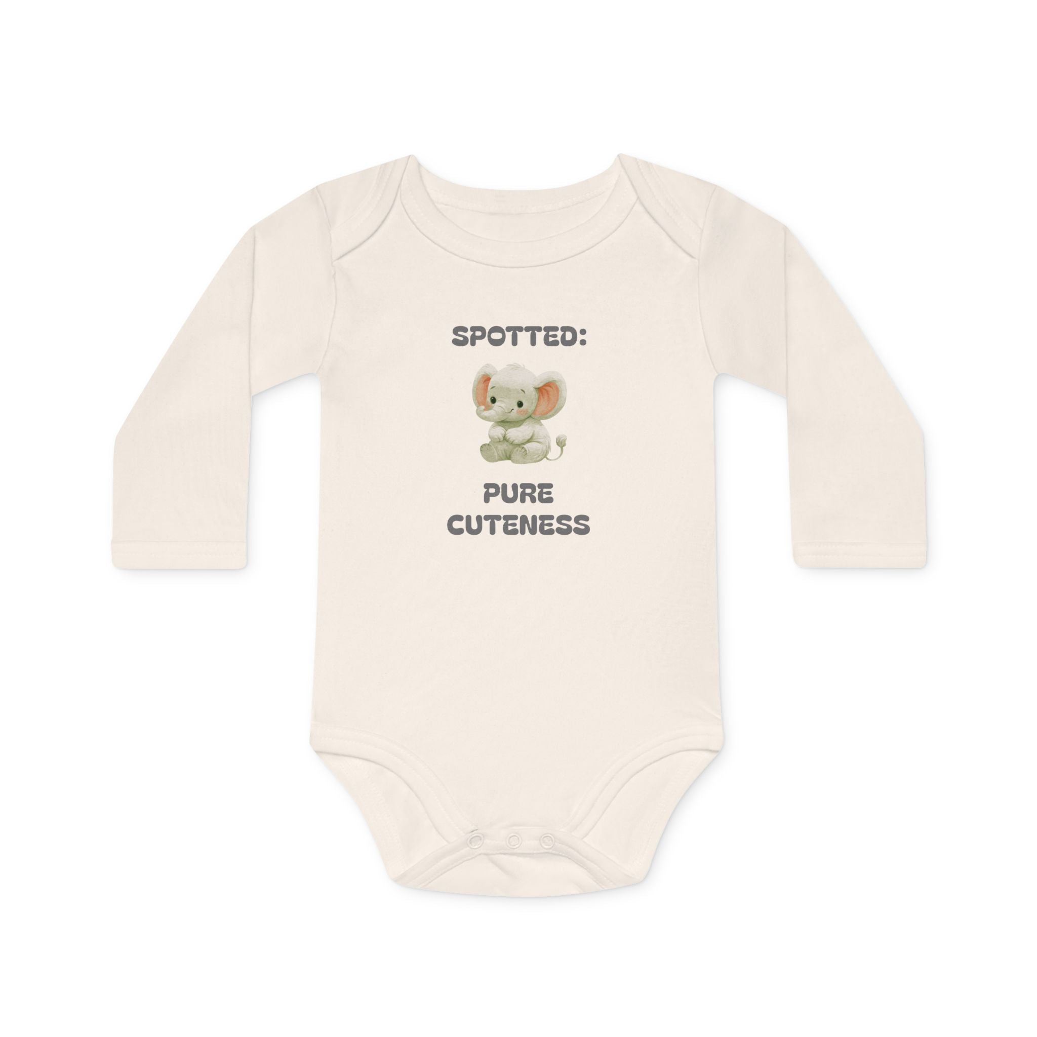 Organic Baby Bodysuit — 'Spotted: Pure Cuteness' Cotton Long-Sleeve Onesie