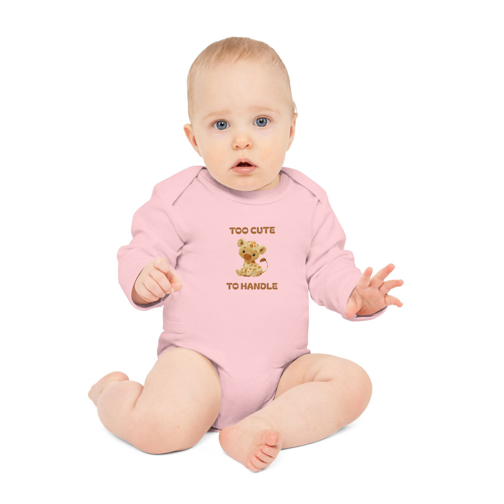 Organic Baby Bodysuit — 'Too Cute to Handle' Cotton Long-Sleeve Onesie