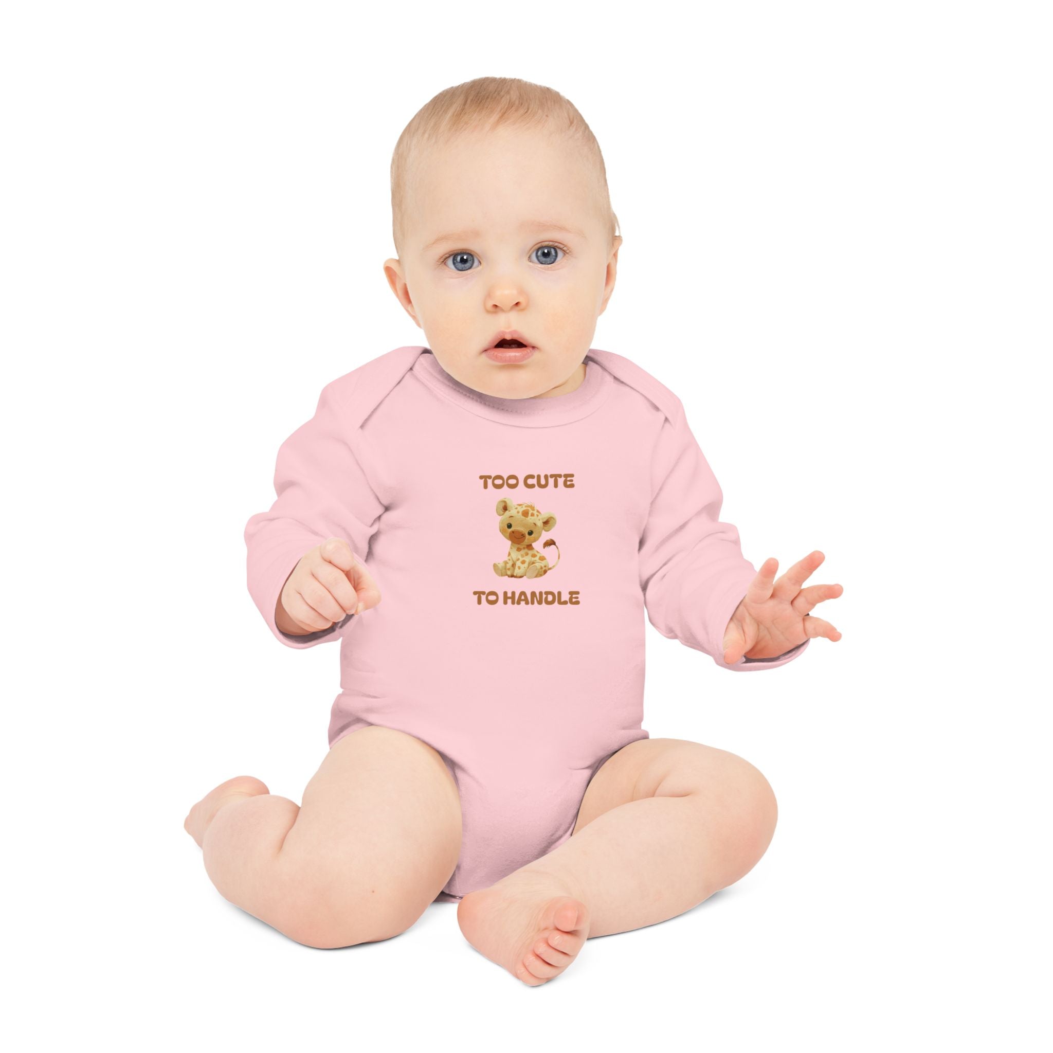 Organic Baby Bodysuit — 'Too Cute to Handle' Cotton Long-Sleeve Onesie
