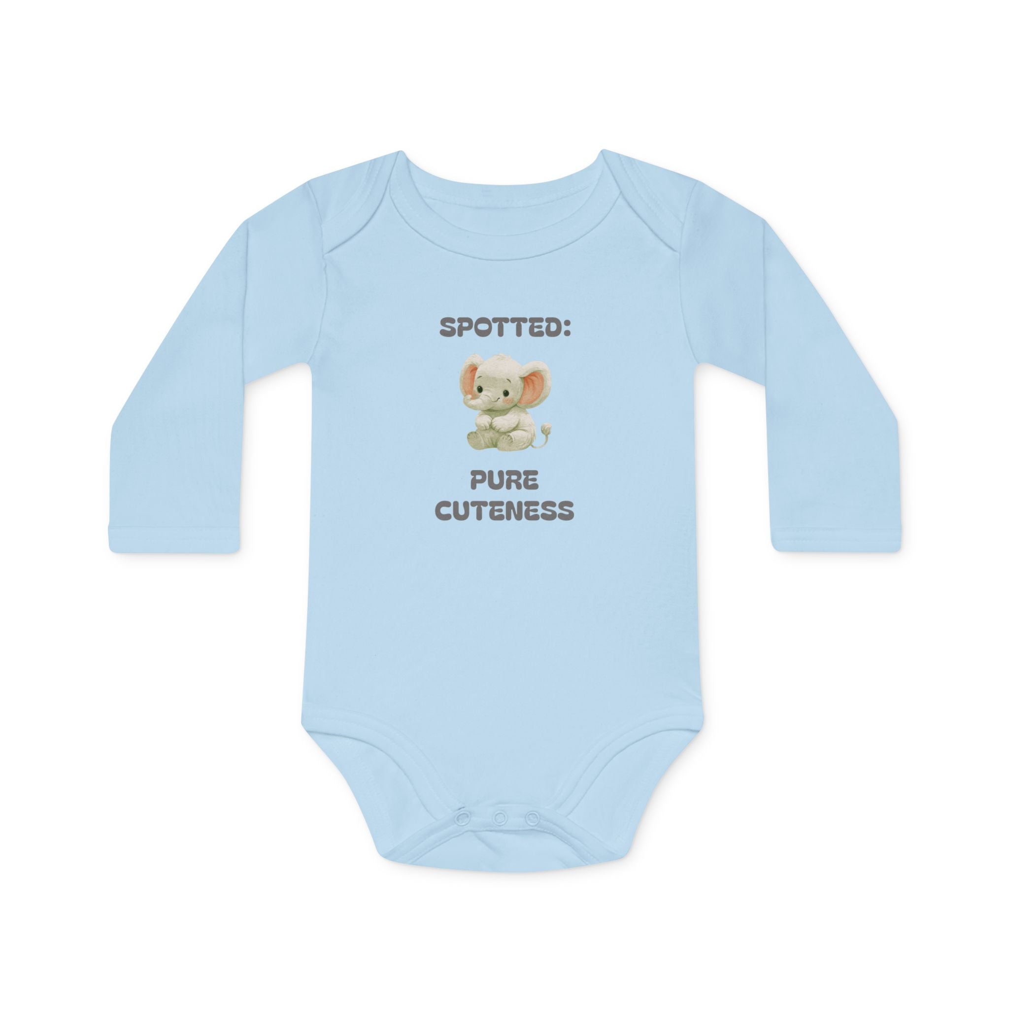 Organic Baby Bodysuit — 'Spotted: Pure Cuteness' Cotton Long-Sleeve Onesie
