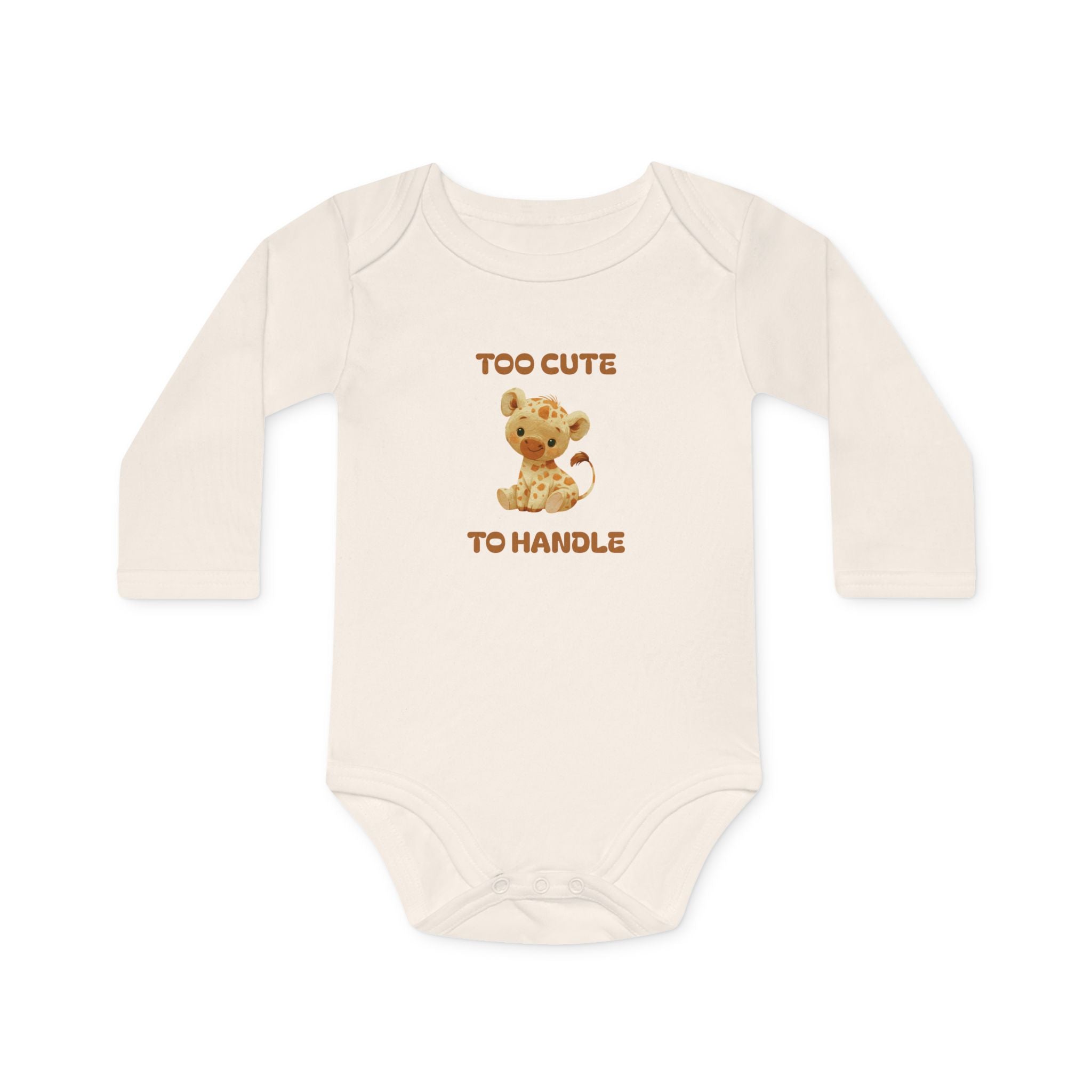 Organic Baby Bodysuit — 'Too Cute to Handle' Cotton Long-Sleeve Onesie