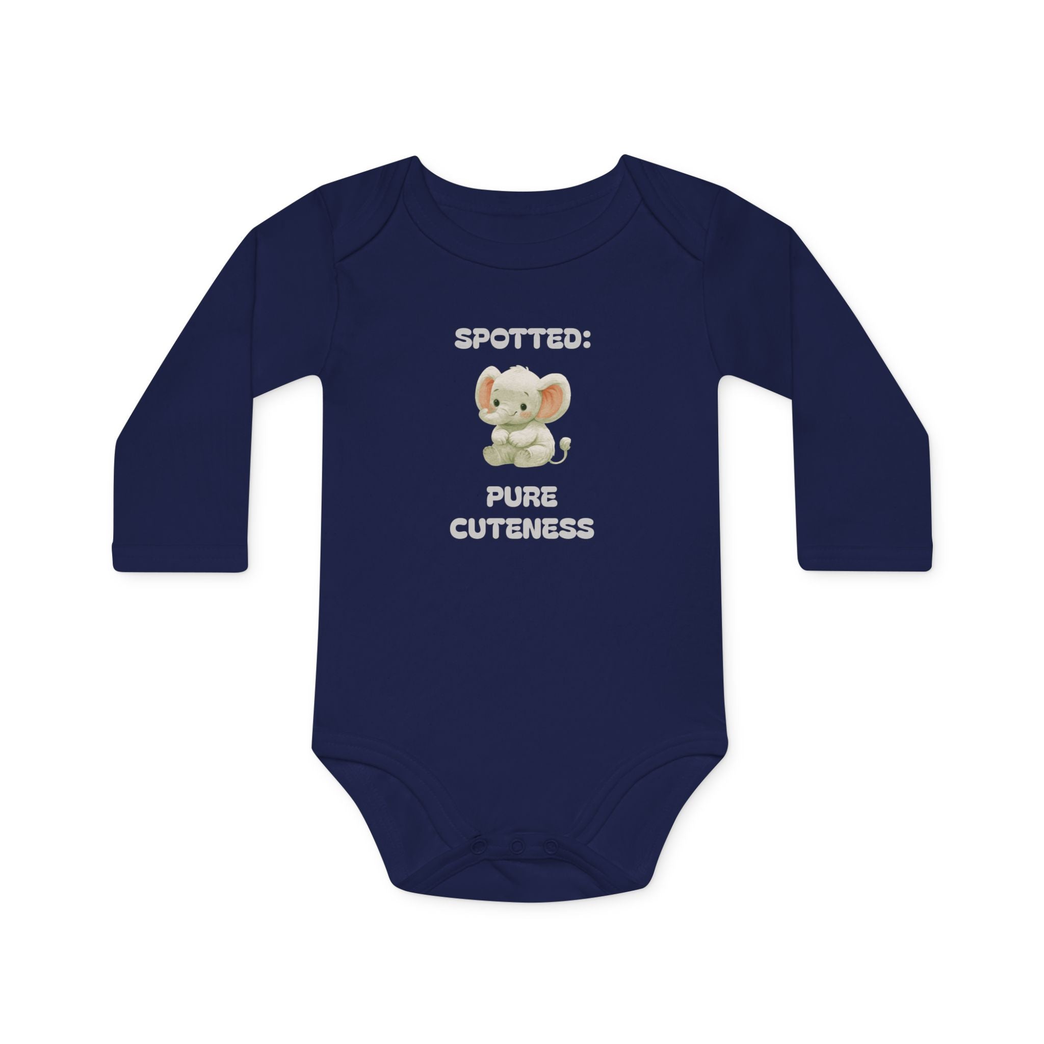 Organic Baby Bodysuit — 'Spotted: Pure Cuteness' Cotton Long-Sleeve Onesie