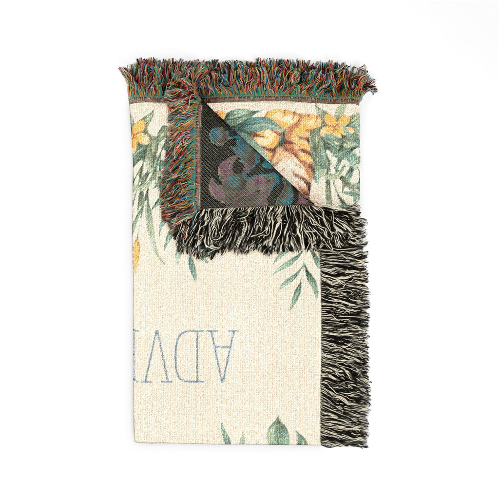 Jungle Themed Woven Cotton Throw Blanket — "Wild Adventures" Nursery Decor