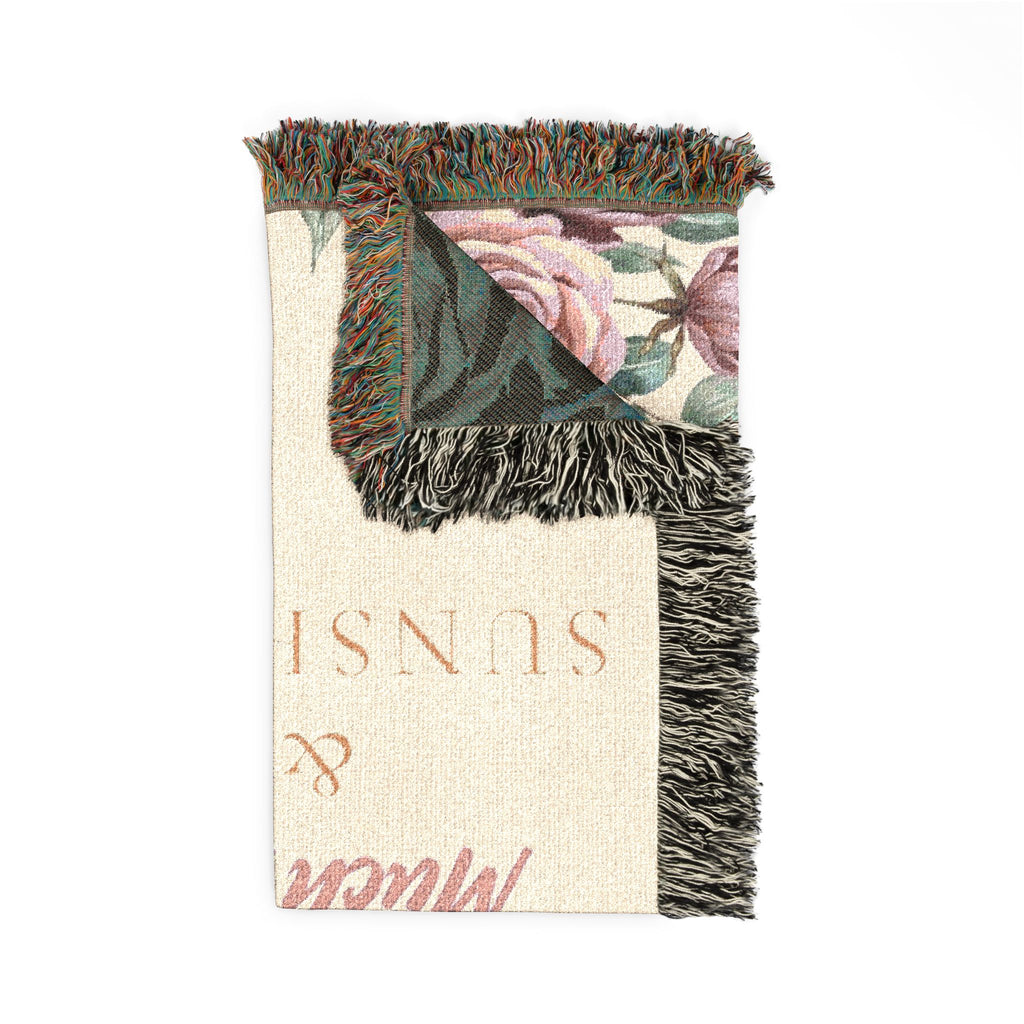 Floral Woven Cotton Blanket — "Much Love and Sunshine" Baby & Kids Decorative Throw