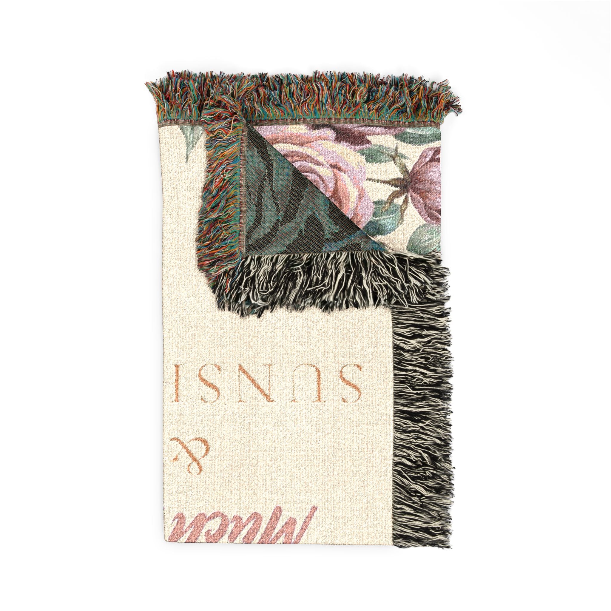 Floral Woven Cotton Blanket — "Much Love and Sunshine" Baby & Kids Decorative Throw
