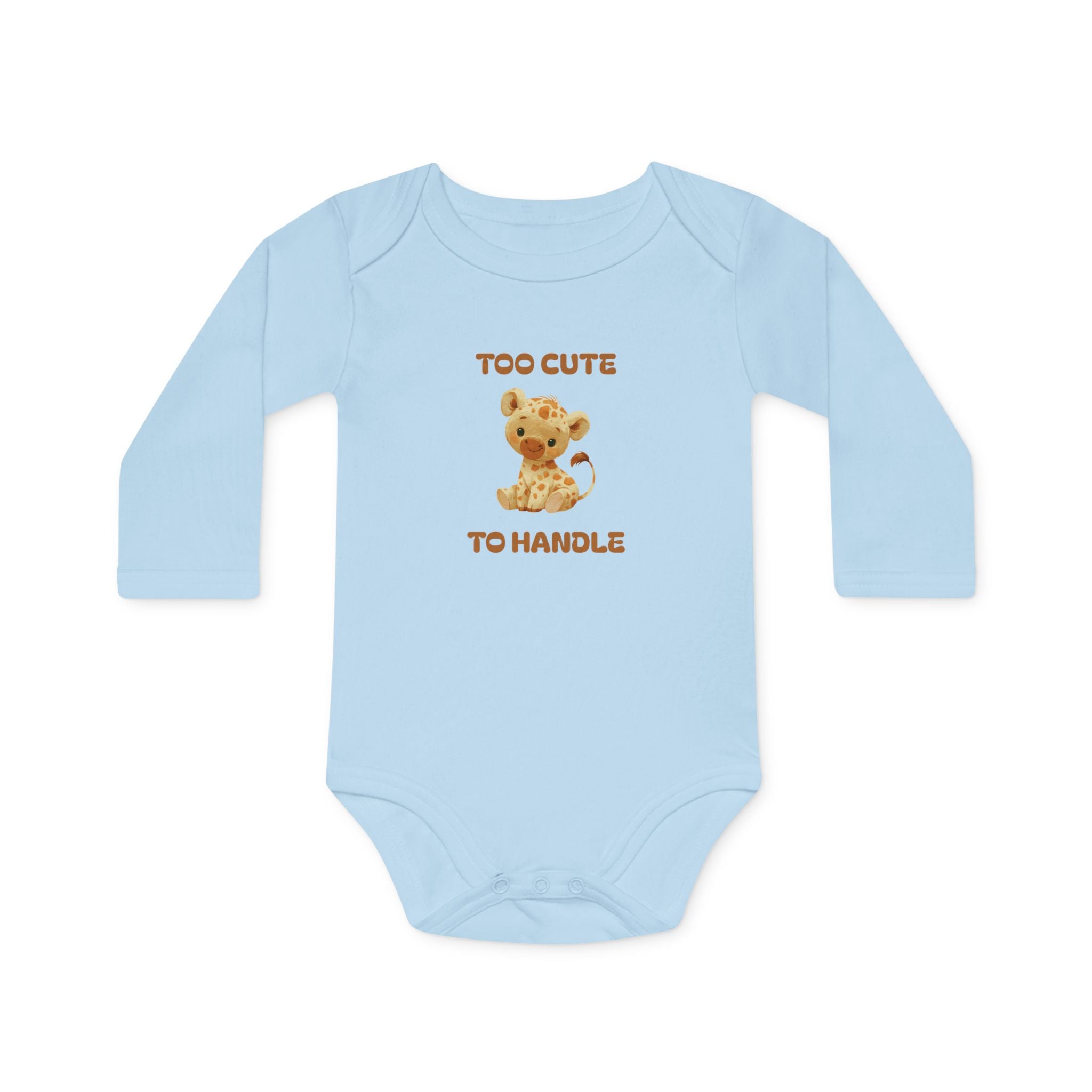 Organic Baby Bodysuit — 'Too Cute to Handle' Cotton Long-Sleeve Onesie