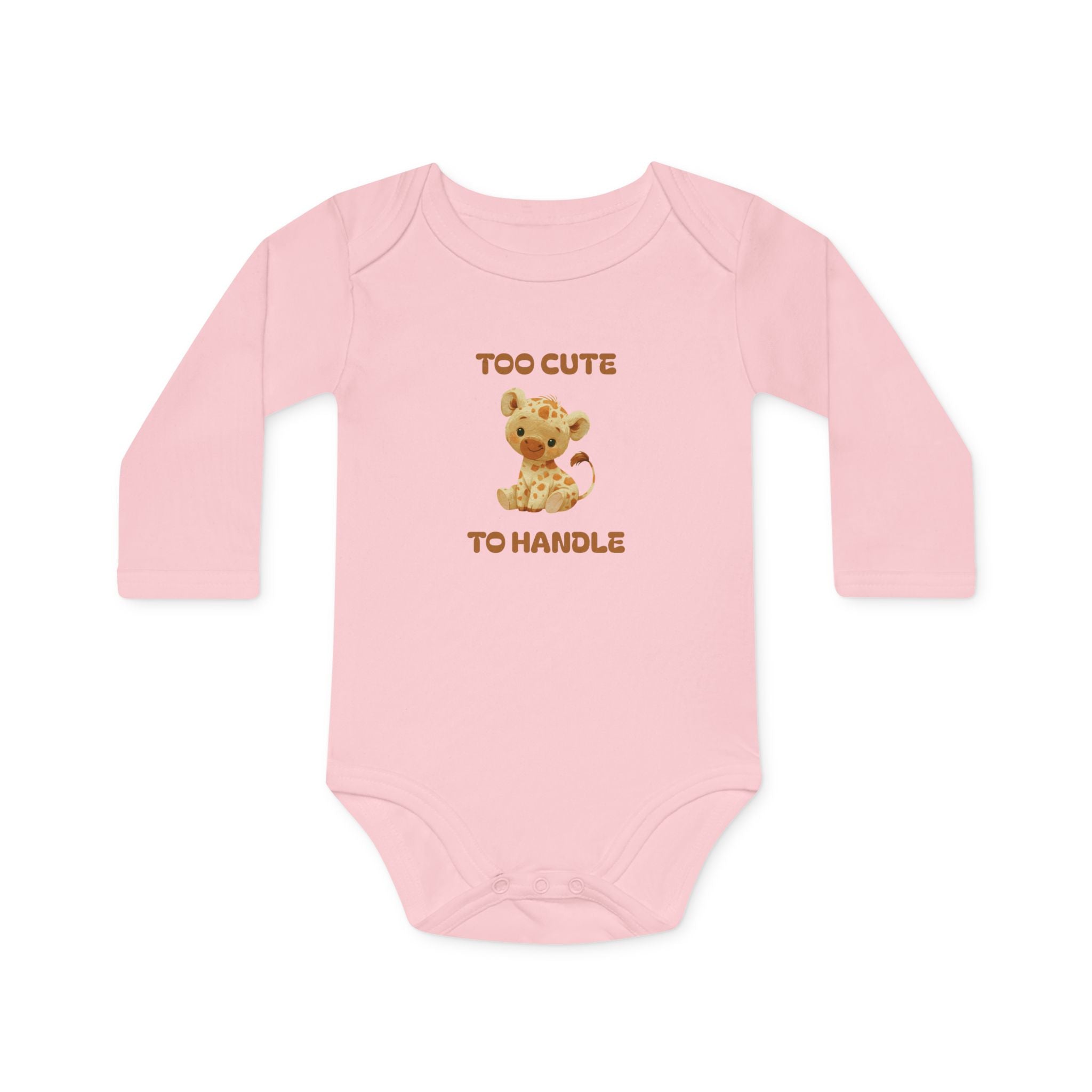 Organic Baby Bodysuit — 'Too Cute to Handle' Cotton Long-Sleeve Onesie