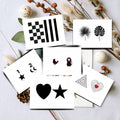 Print Ready - Digital Download | 60 printable High-Contrast Baby Flashcards | Newborn Sensory Visual Stimulation Cards | Black, White & Red