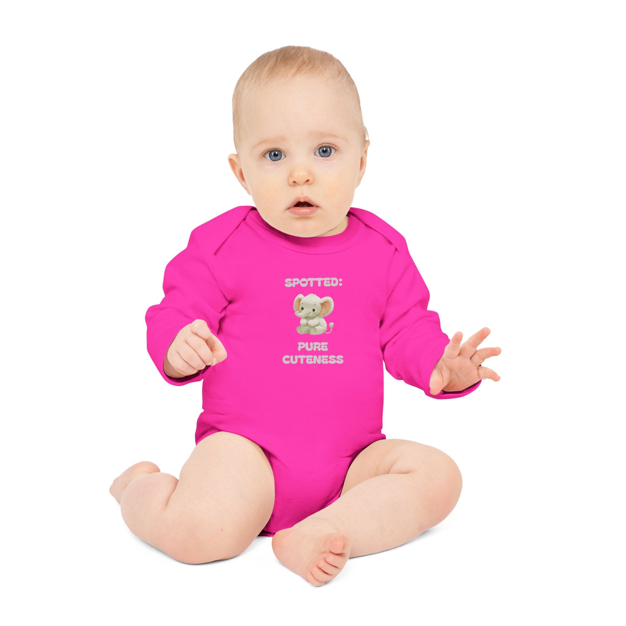 Organic Baby Bodysuit — 'Spotted: Pure Cuteness' Cotton Long-Sleeve Onesie
