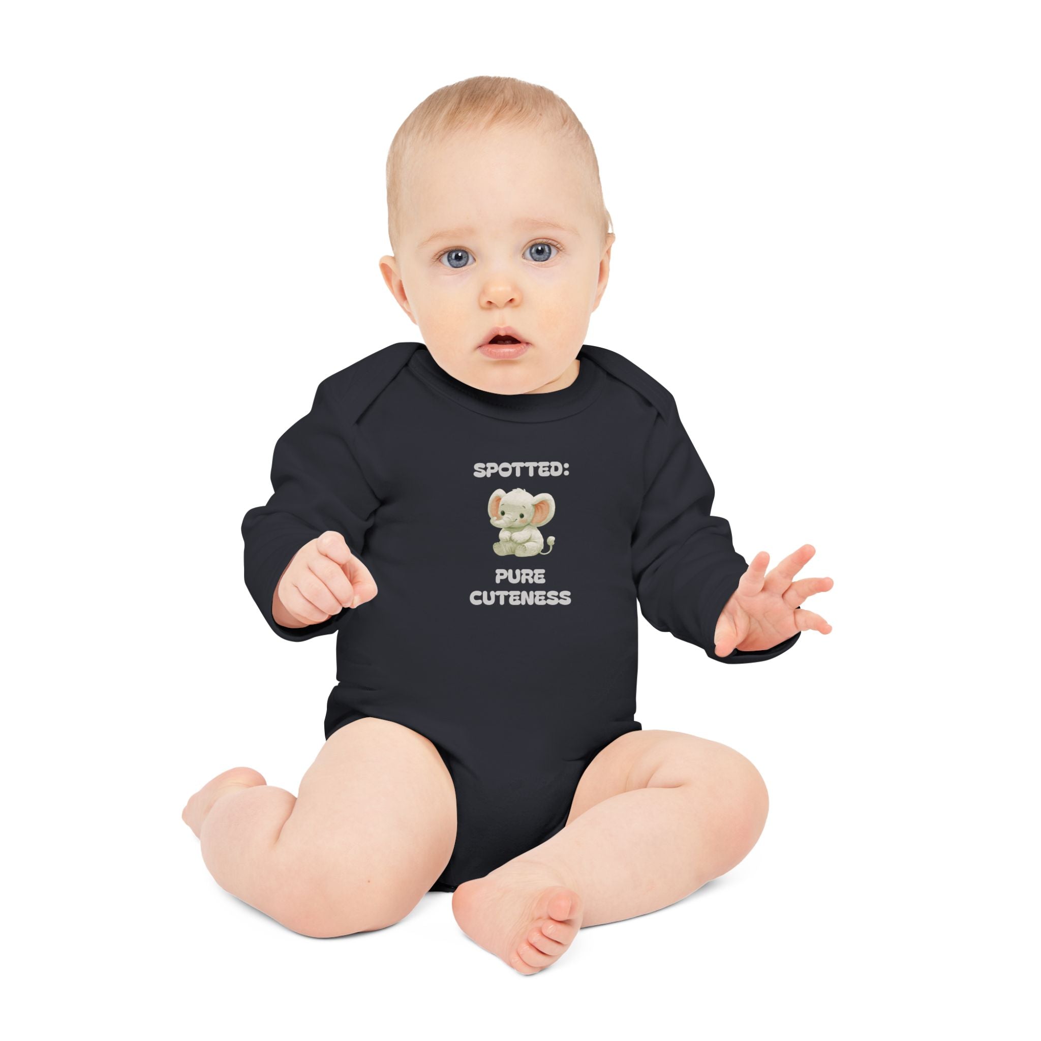 Organic Baby Bodysuit — 'Spotted: Pure Cuteness' Cotton Long-Sleeve Onesie