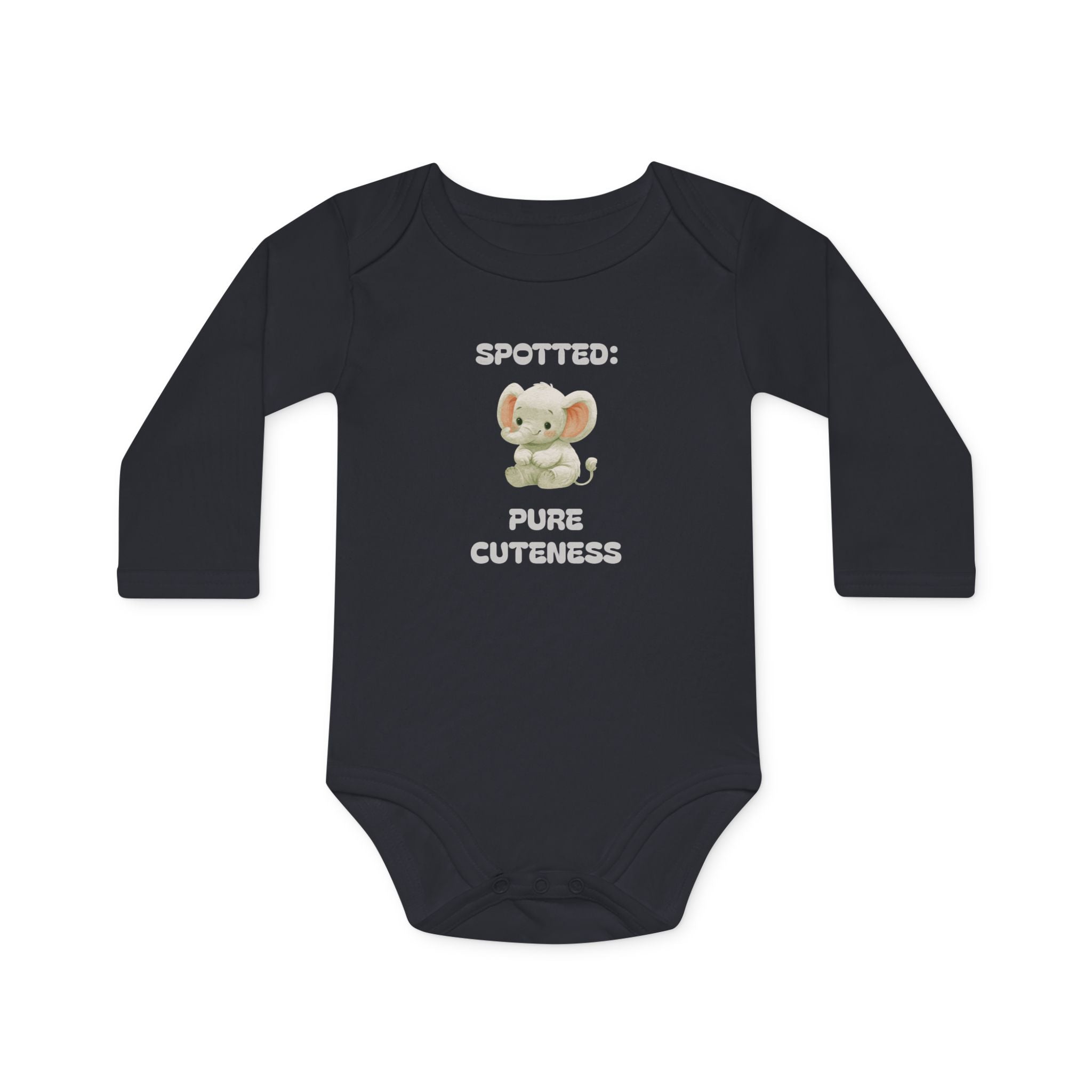 Organic Baby Bodysuit — 'Spotted: Pure Cuteness' Cotton Long-Sleeve Onesie