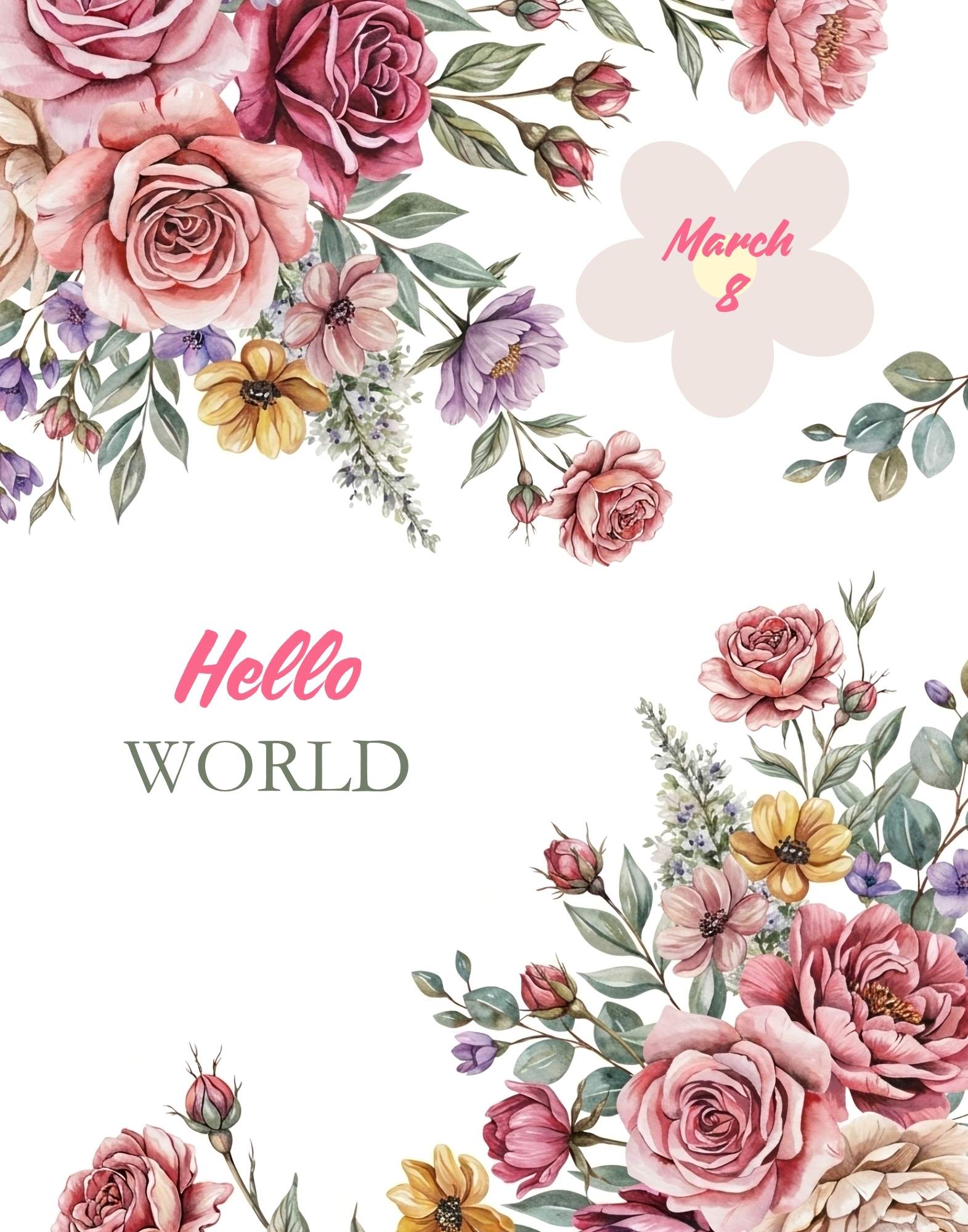 Editable Floral Baby Milestone Template Bundle | Watercolor Flower First Birthday Sign, Birth Announcement, First Steps Photo Prop | 8x10, 11x14, 16x20 Canva Template