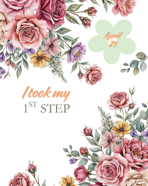 Editable Floral Baby Milestone Template Bundle | Watercolor Flower First Birthday Sign, Birth Announcement, First Steps Photo Prop | 8x10, 11x14, 16x20 Canva Template
