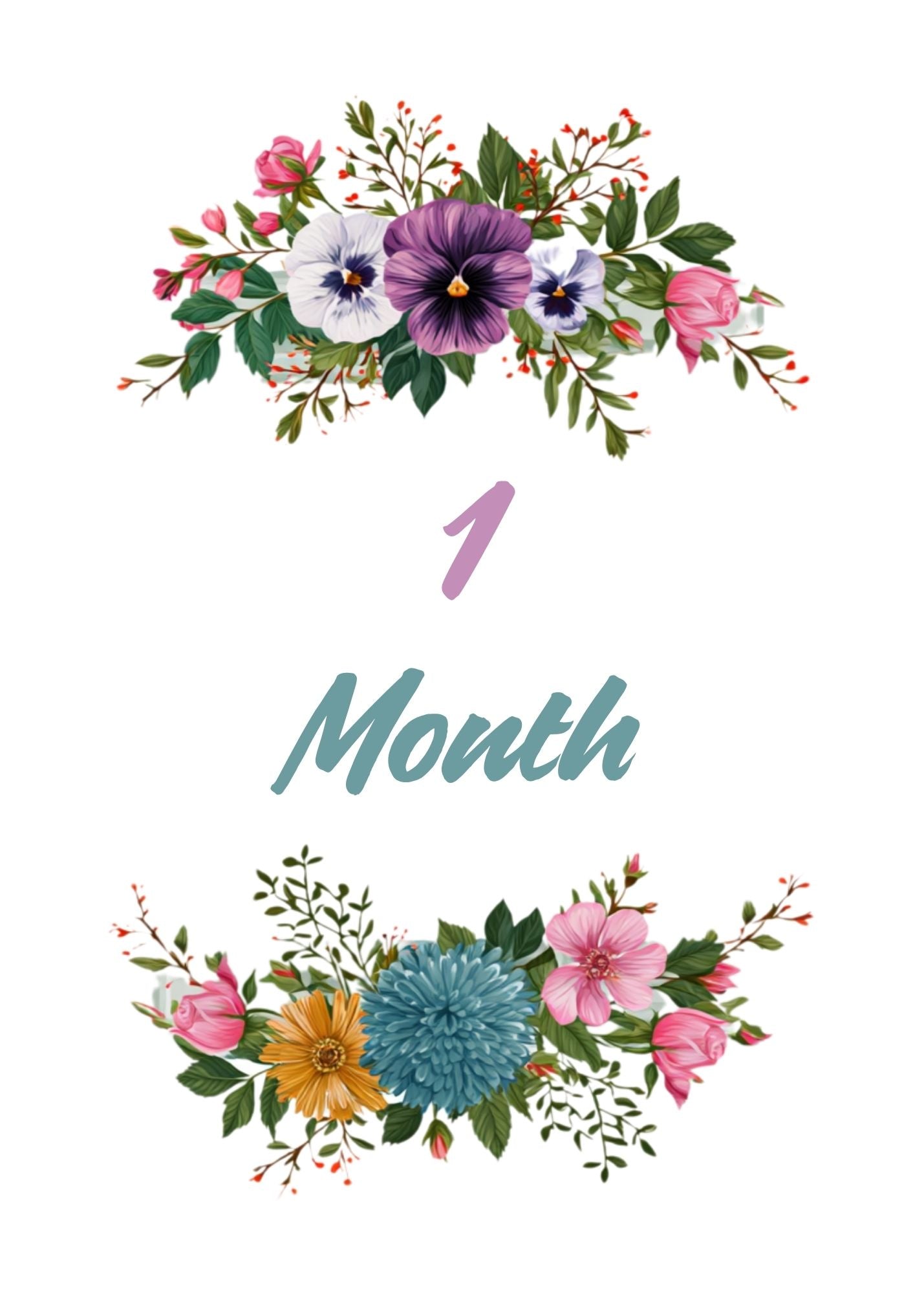 Print Ready - Digital Download | Elegant Botanical Floral Baby Milestone 5x7 Cards (20- Card Digital Printable Set)