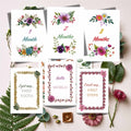 Print Ready - Digital Download | Elegant Botanical Floral Baby Milestone 5x7 Cards (20- Card Digital Printable Set)